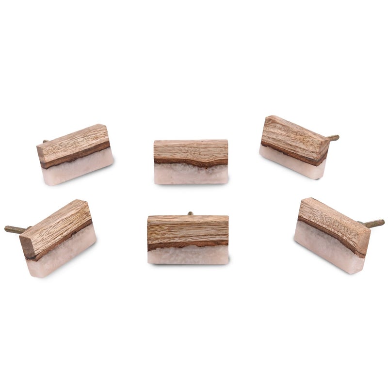 Perilla Home Set of 6 Wooden Knobs for Cabinet & Drawers Decorative Knobs for Home Kitchen Cabinet Hardware Cupboard Glass Door Dresser Wardrobe and Drawer Pulls (Brown) - Image 1